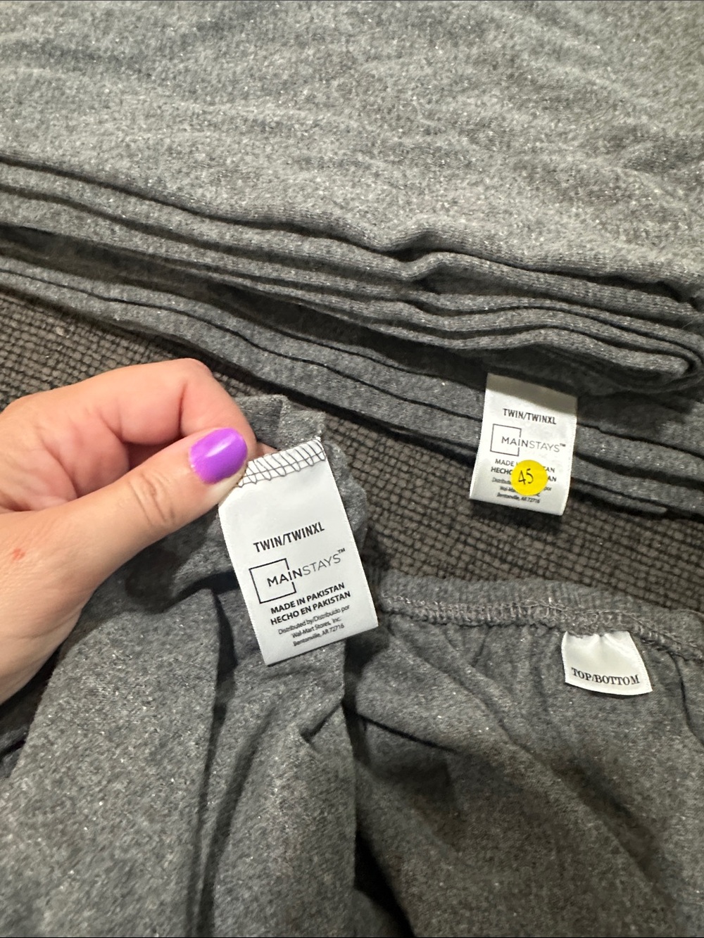 Mainstays gray tshirt twin/twin XL fitted sheet and sheet set- HEATHER Gray